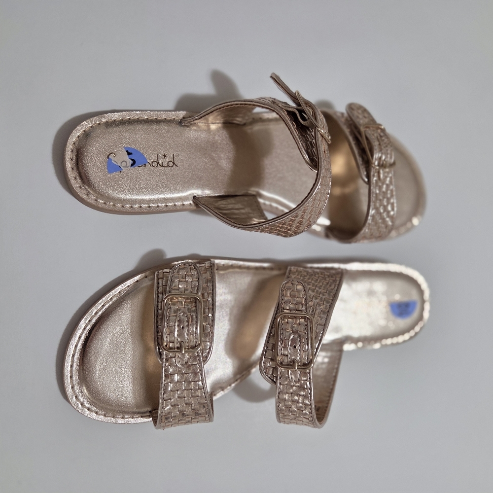 Splendid metallic gold flat sandal Syara slide NEW size 10